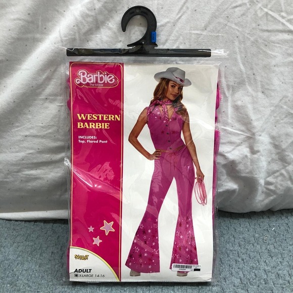 Barbie The Movie Western Barbie Costume Womens XL Pink Top Flared Pants Spirit - Picture 3 of 6